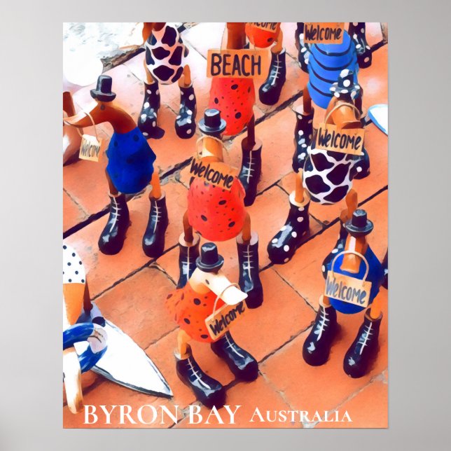 Byron Bay Australia quirky vintage travel Poster (Front)
