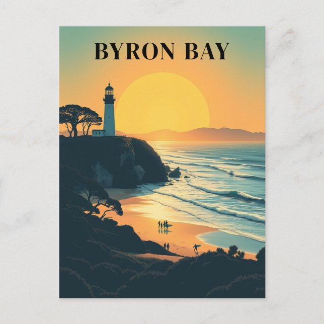 Byron Bay Australia Retro Travel Lighthouse Postcard (Front)