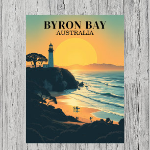 Byron Bay Australia Retro Travel Lighthouse Postcard