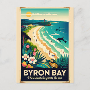 Byron Bay Australia Retro Travel Poster Art Holiday Postcard