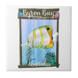 Byron Bay Australia travel poster. Ceramic Tile
