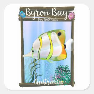 Byron Bay Australia travel poster. Square Sticker