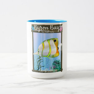 Byron Bay Australia travel poster. Two-Tone Coffee Mug