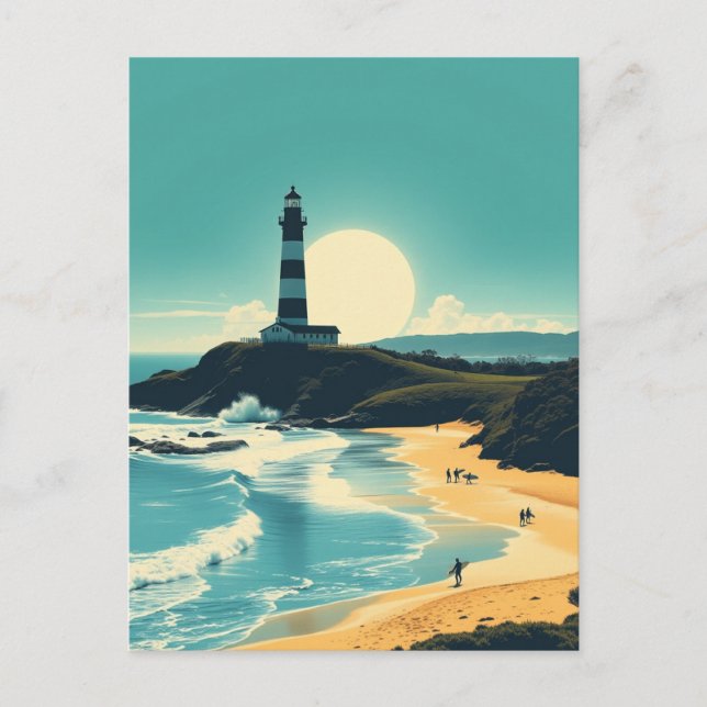 Byron Bay Australia Vintage Beach Lighthouse Postcard (Front)