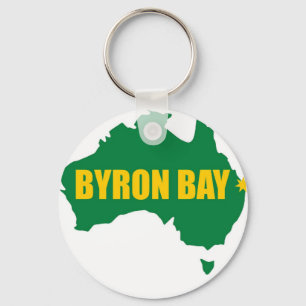 Byron Bay Green and Gold Map Key Ring