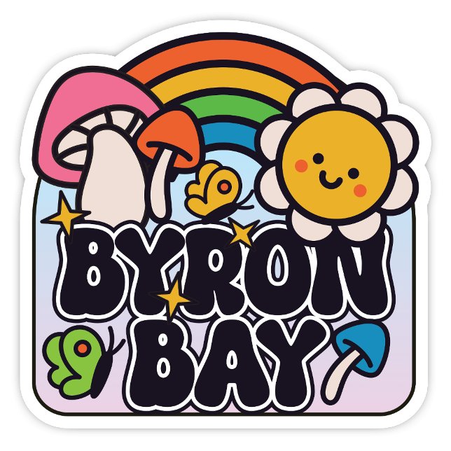 Byron Bay, NSW Australia Sticker (Byron Bay NSW Australia Groovy Hippy Sticker)