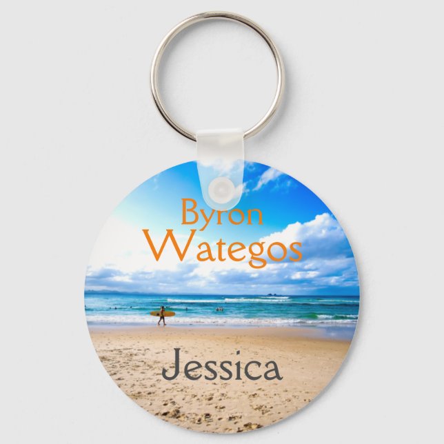 Byron Bay Wategos Beach Personalised Key Ring (Front)