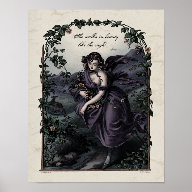 Byron "She Walks in Beauty" Victorian Art 11x14 Poster (Front)