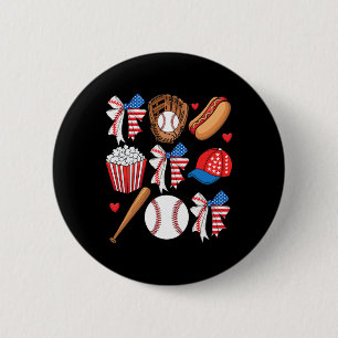 Bysebyll 4th Of July Coquette Bow Women Girls Byse 6 Cm Round Badge