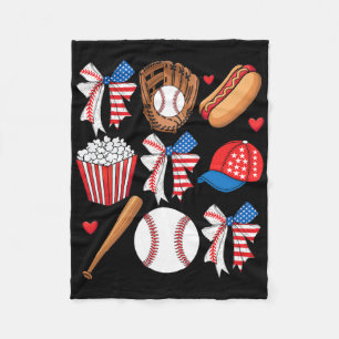 Bysebyll 4th Of July Coquette Bow Women Girls Byse Fleece Blanket