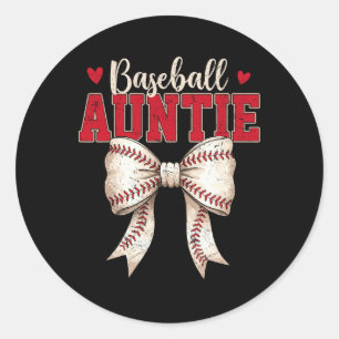Bysebyll Auntie Coquette Bow Game Day Mothers Day Classic Round Sticker