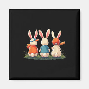 Bysebyll Cute Easter Sports Bunnies Bysketbyll Foo Magnet