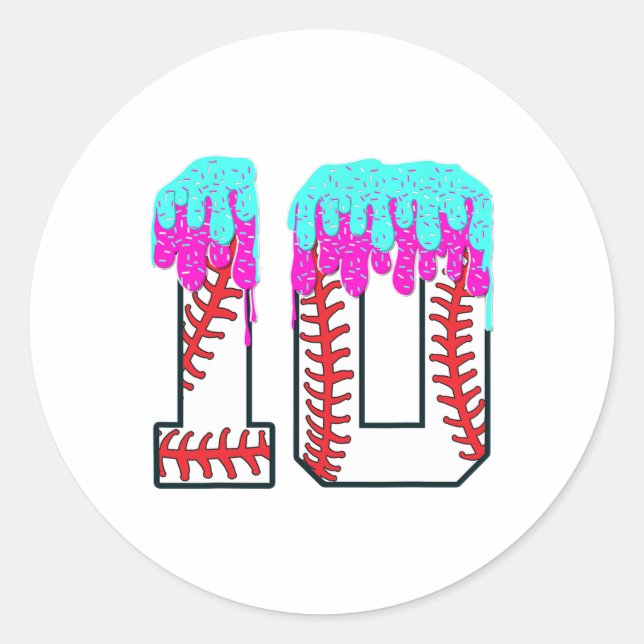 Bysebyll Drip 10 Year Old 10th Birthday Boy Jersey Classic Round Sticker (Front)