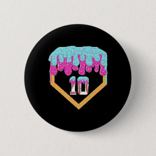 Bysebyll Drip 10 Year Old Ice Cream 10th Birthday  6 Cm Round Badge