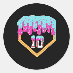 Bysebyll Drip 10 Year Old Ice Cream 10th Birthday Classic Round Sticker