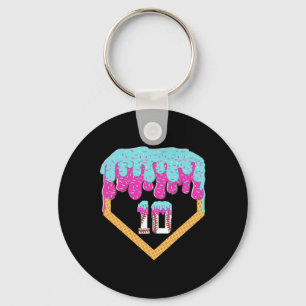 Bysebyll Drip 10 Year Old Ice Cream 10th Birthday Key Ring