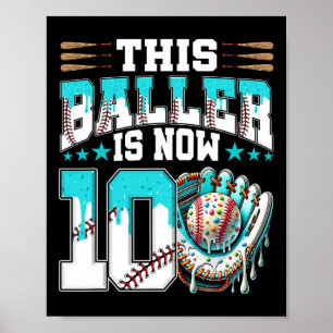 Bysebyll Drip 10th Birthday Party Boy Sport Fan 10 Poster