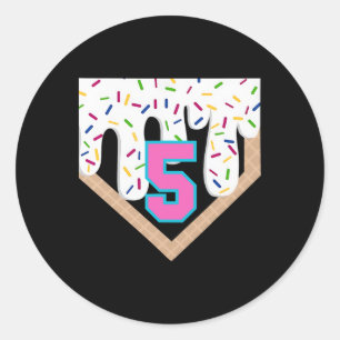 Bysebyll Drip 5th Birthday Home Plate Boys Youth 5 Classic Round Sticker