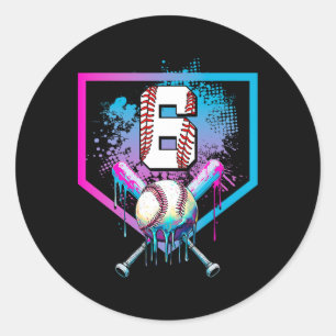 Bysebyll Drip 6th Birthday Home Plate Boys Youth 6 Classic Round Sticker