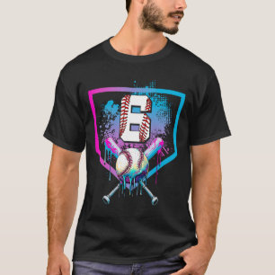 Bysebyll Drip 6th Birthday Home Plate Boys Youth 6 T-Shirt