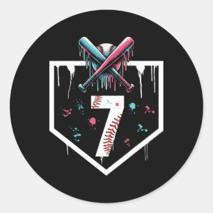Bysebyll Drip 7th Birthday Home Plate Boys Youth 7 Classic Round Sticker