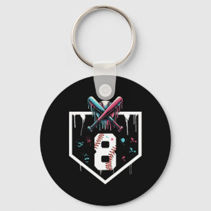 Bysebyll Drip 8th Birthday Home Plate Boys Youth 8 Key Ring