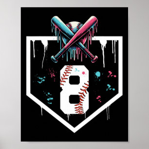 Bysebyll Drip 8th Birthday Home Plate Boys Youth 8 Poster