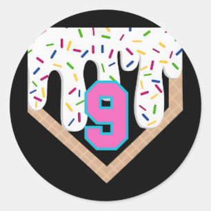 Bysebyll Drip 9th Birthday Home Plate Boys Youth 9 Classic Round Sticker