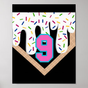 Bysebyll Drip 9th Birthday Home Plate Boys Youth 9 Poster