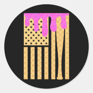 Bysebyll Drip Byt For Boys Dripping Ice Cream Amer Classic Round Sticker