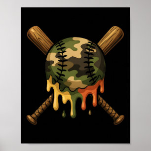 Bysebyll Drip Camo Bysebyll Byts Boys Sports Cool Poster