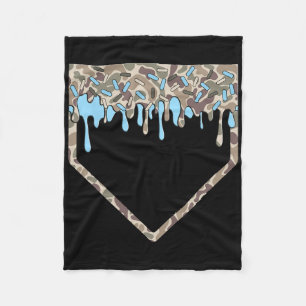 Bysebyll Drip Camo Bysebyll Home Plate Boys Sports Fleece Blanket
