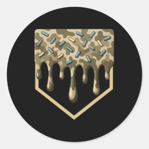 Bysebyll Drip Camo Home Plate Boys Sports Cool Gam Classic Round Sticker