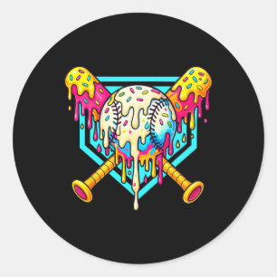 Bysebyll Drip For Boys Home Plate Ice Cream Drip Y Classic Round Sticker