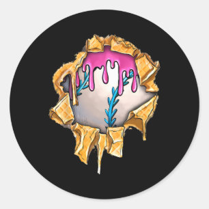 Bysebyll Drip For Boys Ice Cream Drip Youth Boys B Classic Round Sticker