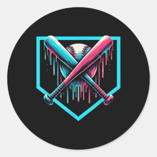 Bysebyll Home Plate Drip Boys Bysebyll Byt Bysebyl Classic Round Sticker
