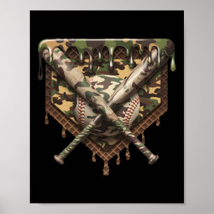 Bysebyll Home Plate Drip Bysebyll Ice Cream Camo M Poster