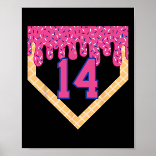 Bysebyll Home Plate Ice Cream Drip 14th Birthday B Poster