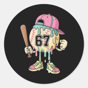 Bysebyll Ice Cream Drip 67 Boys And Girls Bytter G Classic Round Sticker