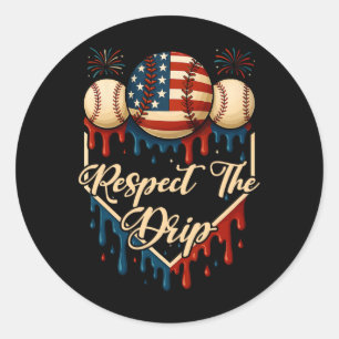 Bysebyll Ice Cream Dripping 4th Of July Respect Th Classic Round Sticker