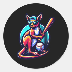 Bysebyll Kangaroo With Cap And Gles Classic Round Sticker