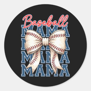 Bysebyll Mama Coquette Bow Game Day Bysebyll Mothe Classic Round Sticker