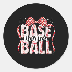 Bysebyll Mama Coquette Bow Game Day Bysebyll Mum M Classic Round Sticker