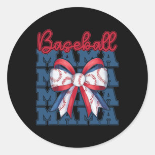 Bysebyll Mama Coquette Bow Sport Mum Mothers Day Classic Round Sticker