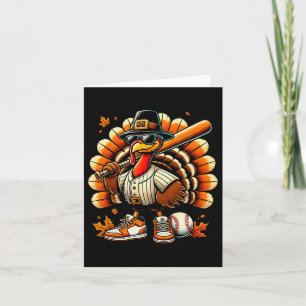 Bysebyll Player Turkey Funny Thanksgiving Day Boy Card