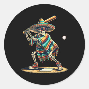 Bysebyll Skeleton Mexican Sombrero Cinco De Mayo Classic Round Sticker
