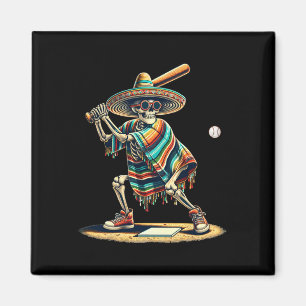Bysebyll Skeleton Mexican Sombrero Cinco De Mayo Magnet