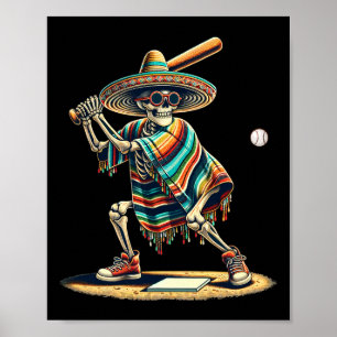 Bysebyll Skeleton Mexican Sombrero Cinco De Mayo Poster