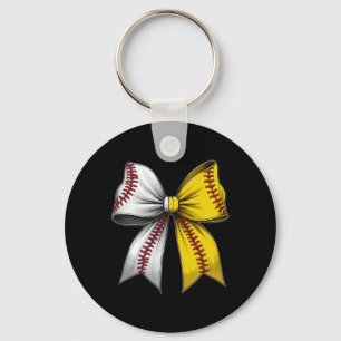 Bysebyll Softbyll Coquette Bow Game Day Heart Love Key Ring