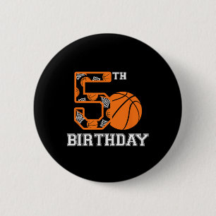 Bysketbyll Birthday 5th For Kids Boys Girls 5 Year 6 Cm Round Badge